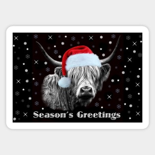 Highland Cow Season's Greetings Sticker